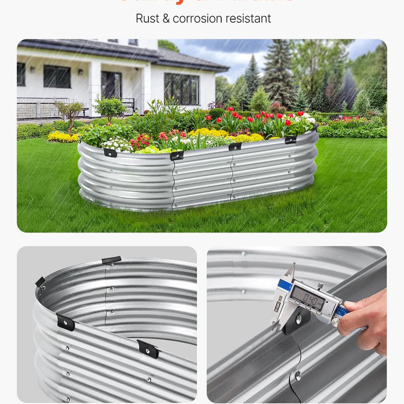 Metāla paaugstinātā dārza dobe 122 × 61 × 30 см āra cinkota stādīšanas kaste sudraba krāsā