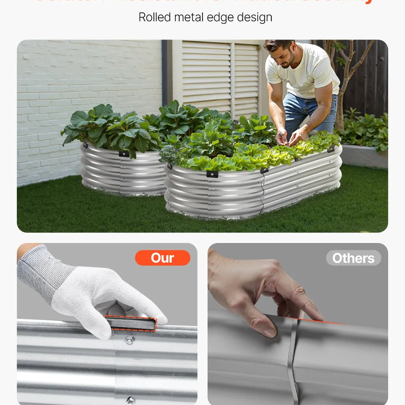 Metāla paaugstinātā dārza dobe 122 × 61 × 30 см āra cinkota stādīšanas kaste sudraba krāsā