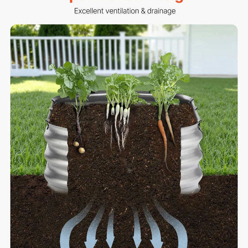 Metāla paaugstinātā dārza dobe 122 × 61 × 30 см āra cinkota stādīšanas kaste sudraba krāsā