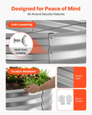 VEVOR cinkotas paaugstinātās dārza dobes 2 gab., 1200 × 600 × 300 mm, ovālas metāla stādīšanas kastes ar atvērtu apakšu, komplektā cimdi, alu-cinka pārklājums, ziedu un dārzeņu audzēšanai, sudraba krāsā