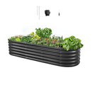 VEVOR metāla paaugstinātā dārza dobe 2,0 x 0,6 x 0,4 m, ovāla Galvalume tērauda stādīšanas kaste ar atvērtu apakšu dārzeņiem, ziediem un sukulentiem, tumši pelēka