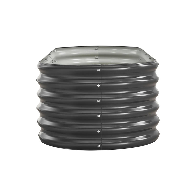 VEVOR metāla paaugstinātā dārza dobe 2,0 x 0,6 x 0,4 m, ovāla Galvalume tērauda stādīšanas kaste ar atvērtu apakšu dārzeņiem, ziediem un sukulentiem, tumši pelēka