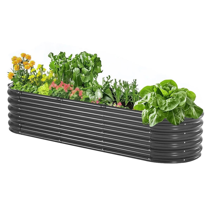 Metāla paaugstinātā dārza dobe 199 × 60 × 43 cm cinkota stādīšanas kaste tumši pelēka