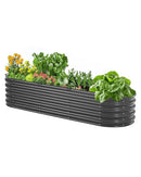 Metāla paaugstinātā dārza dobe 199 × 60 × 43 cm cinkota stādīšanas kaste tumši pelēka