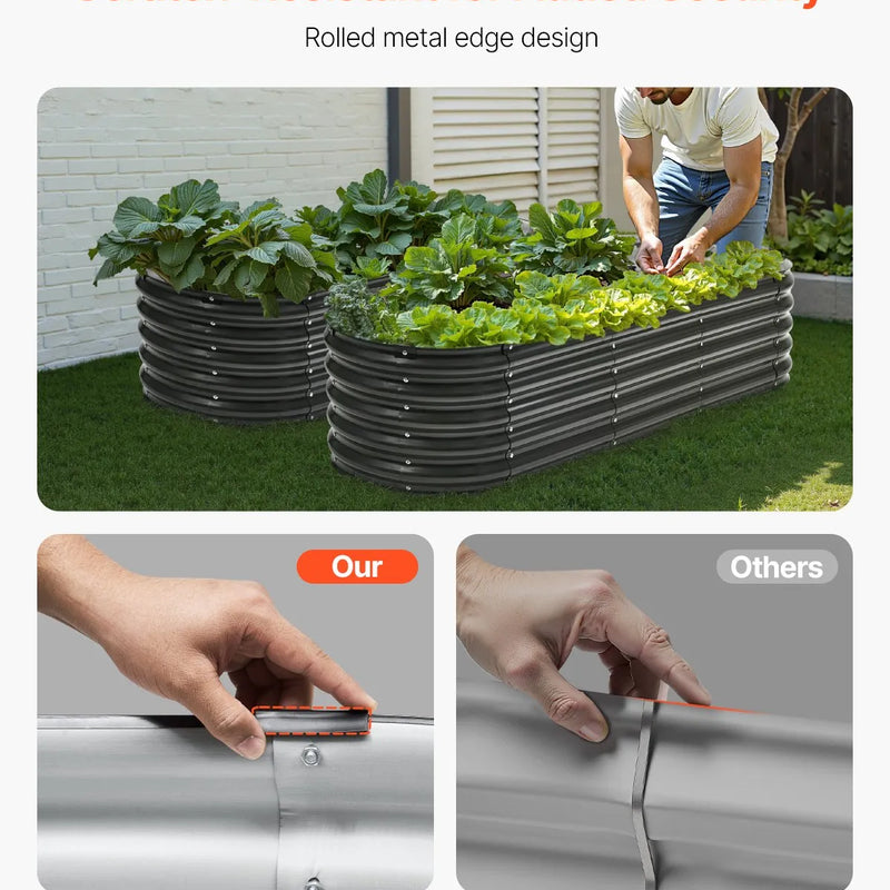 Metāla paaugstinātā dārza dobe 199 × 60 × 43 cm cinkota stādīšanas kaste tumši pelēka