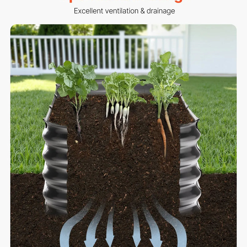 Metāla paaugstinātā dārza dobe 199 × 60 × 43 cm cinkota stādīšanas kaste tumši pelēka
