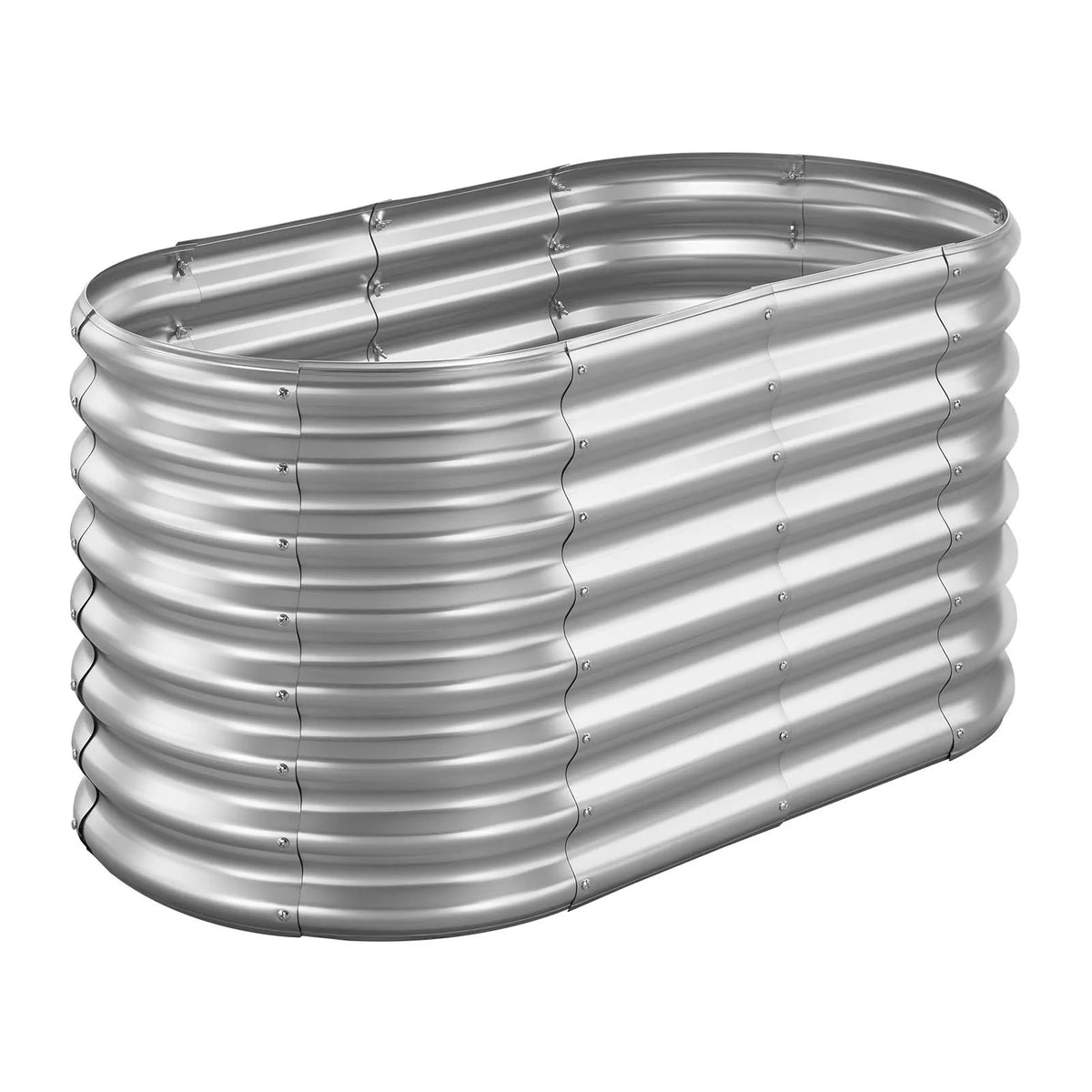 VEVOR Metāla paaugstinātā dārza dobe 1,2 × 0,6 × 0,6 m, ovāla āra cinkota stādīšanas kaste ar atvērtu pamatni, liela paaugstinātā dobe dārzeņu, ziedu un sukulentu audzēšanai, cinkota krāsa - ZEMLETES.LV
