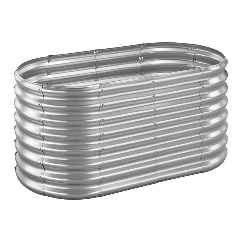 VEVOR Metāla paaugstinātā dārza dobe 1,2 × 0,6 × 0,6 m, ovāla āra cinkota stādīšanas kaste ar atvērtu pamatni, liela paaugstinātā dobe dārzeņu, ziedu un sukulentu audzēšanai, cinkota krāsa