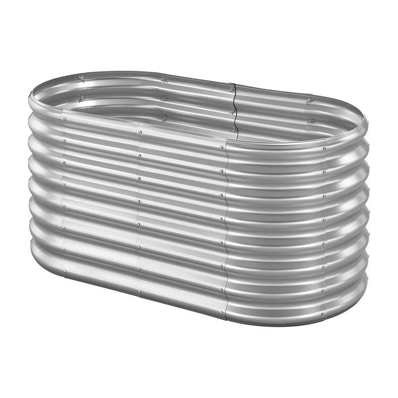 VEVOR Metāla paaugstinātā dārza dobe 1,2 × 0,6 × 0,6 m, ovāla āra cinkota stādīšanas kaste ar atvērtu pamatni, liela paaugstinātā dobe dārzeņu, ziedu un sukulentu audzēšanai, cinkota krāsa