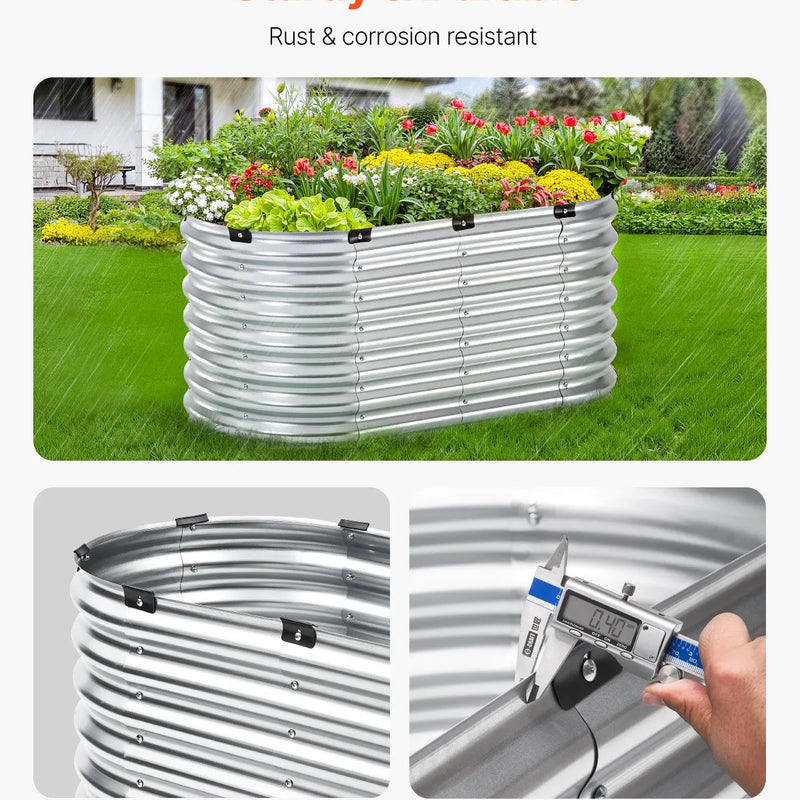 Metāla paaugstinātā dārza dobe 122 × 61 × 61 cm āra cinkota stādīšanas kaste sudraba krāsā