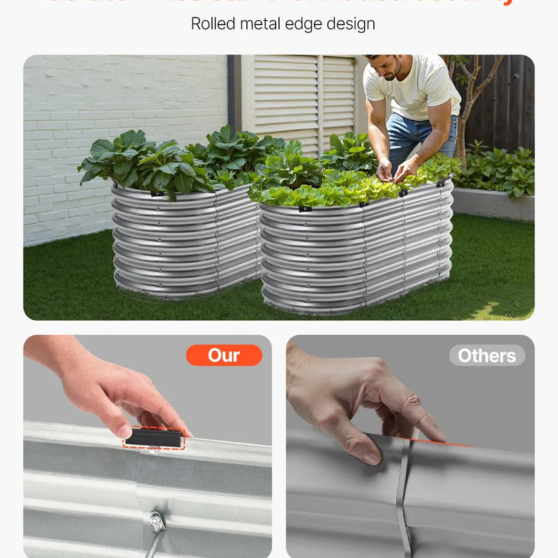 Metāla paaugstinātā dārza dobe 122 × 61 × 61 cm āra cinkota stādīšanas kaste sudraba krāsā