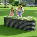 VEVOR ovāla cinkota metāla paaugstinātā dārza dobe 2,4 × 0,6 × 0,6 m ar atvērtu apakšu dārzeņu, ziedu, garšaugu un sukulentu audzēšanai, tumši pelēka - ZEMLETES.LV
