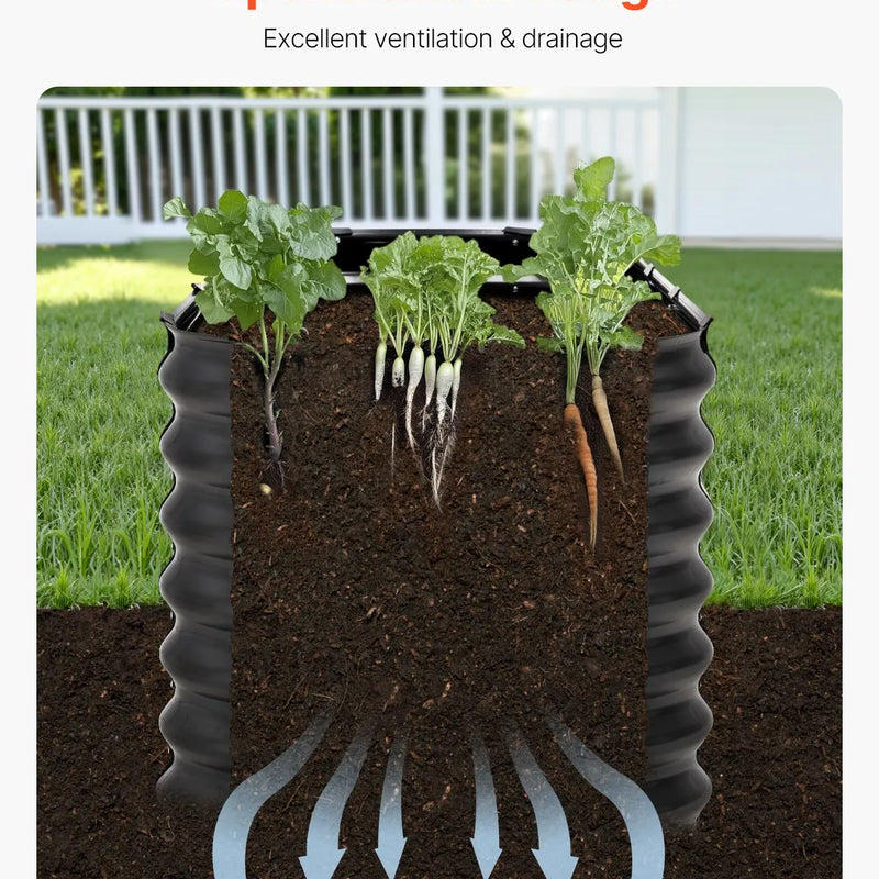 Metāla paaugstinātā dārza dobe 244 × 61 × 61 cm āra cinkota stādīšanas kaste tumši pelēka