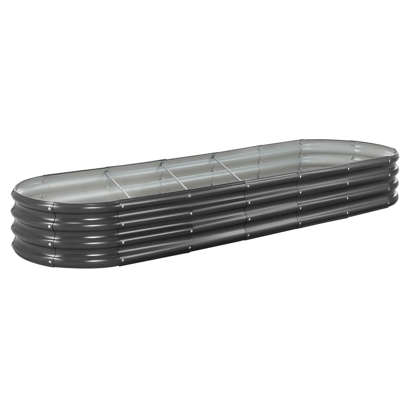 VEVOR metāla paaugstinātā dārza dobe 2,4 × 0,6 × 0,3 m, ovāla cinkota āra stādīšanas kaste ar atvērtu apakšu, liela dobe dārzeņu, ziedu, garšaugu un sukulentu audzēšanai, tumši pelēka