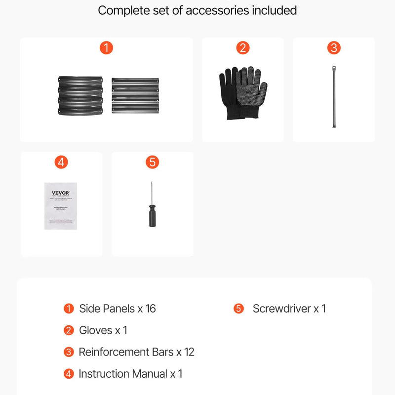 VEVOR metāla paaugstinātā dārza dobe 2,4 × 0,6 × 0,3 m, ovāla cinkota āra stādīšanas kaste ar atvērtu apakšu, liela dobe dārzeņu, ziedu, garšaugu un sukulentu audzēšanai, tumši pelēka
