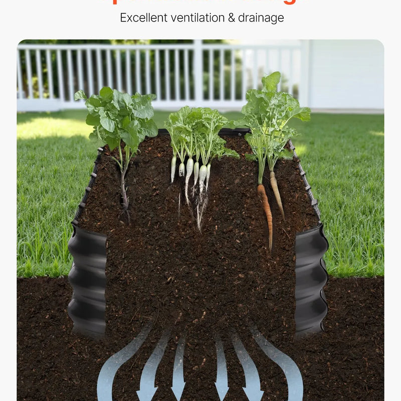 Metāla paaugstinātā dārza dobe 244 × 61 × 30 cm āra cinkota stādīšanas kaste tumši pelēka