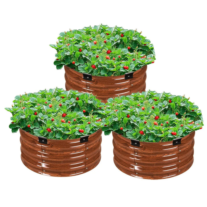 Metāla paaugstinātā dārza dobe 61 × 30 см 3 gab. āra cinkotas stādīšanas kastes ar koka tekstūru