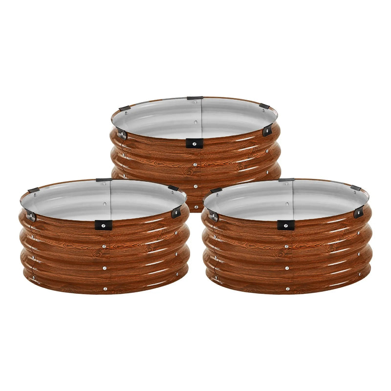 Metāla paaugstinātā dārza dobe 61 × 30 см 3 gab. āra cinkotas stādīšanas kastes ar koka tekstūru