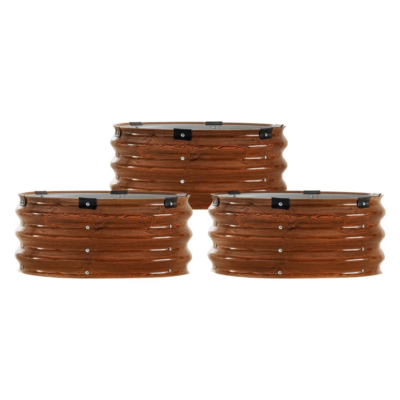 Metāla paaugstinātā dārza dobe 61 × 30 см 3 gab. āra cinkotas stādīšanas kastes ar koka tekstūru