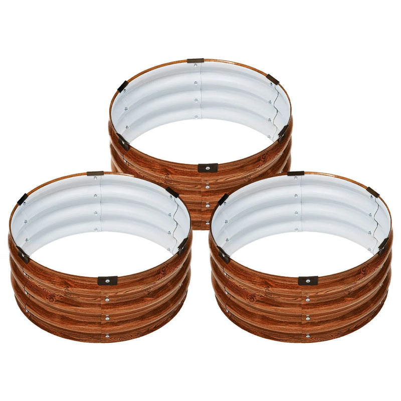 Metāla paaugstinātā dārza dobe 61 × 30 см 3 gab. āra cinkotas stādīšanas kastes ar koka tekstūru