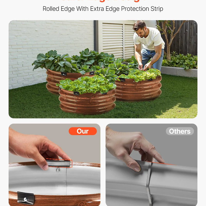 Metāla paaugstinātā dārza dobe 61 × 30 см 3 gab. āra cinkotas stādīšanas kastes ar koka tekstūru