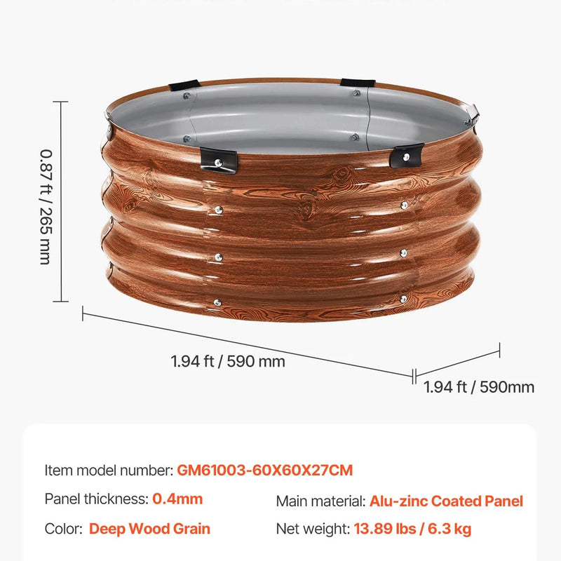 Metāla paaugstinātā dārza dobe 61 × 30 см 3 gab. āra cinkotas stādīšanas kastes ar koka tekstūru