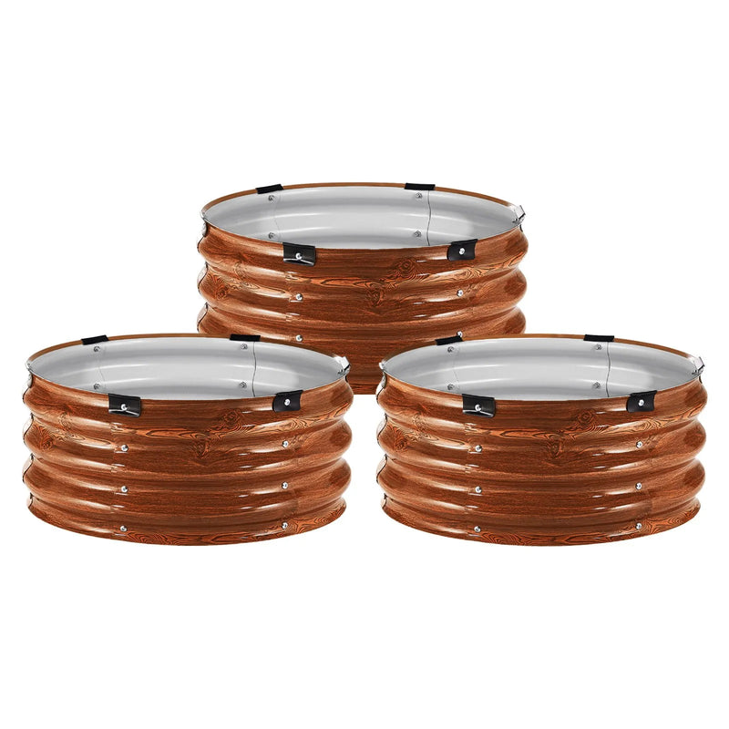 Metāla paaugstinātā dārza dobe 61 × 30 см 3 gab. āra cinkotas stādīšanas kastes ar koka tekstūru