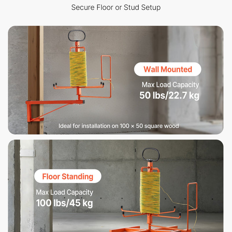 Kabeļu dozators - grīdas stiprinājums, pārnēsājams, rūpnieciskai un elektropreču tirdzniecības lietošanai