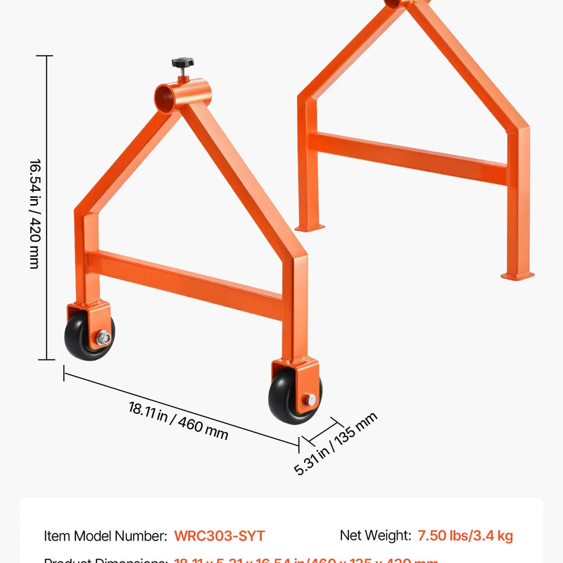 Vadu ruļļu statīvs ruļļiem līdz 760 mm diametrā ar riteņiem