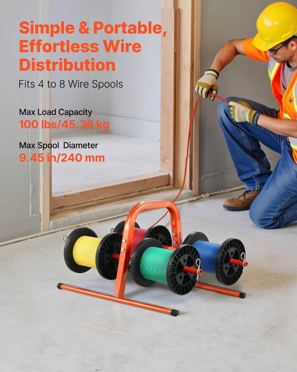 Hand Cable Reel Holder for up to 8 Reels — Electrical Installation and Industrial Trade