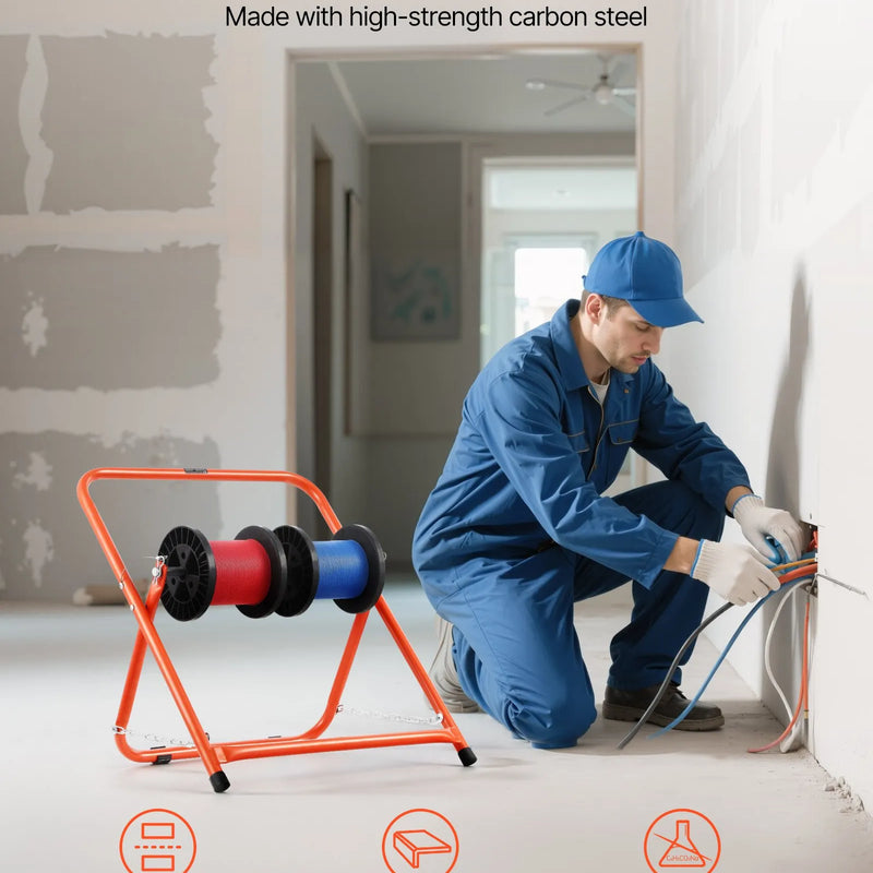 Salokāms vadu ruļļļu statīvs - izturīgs kabeļu turētājs rūpnieciskai elektroinstalācijai