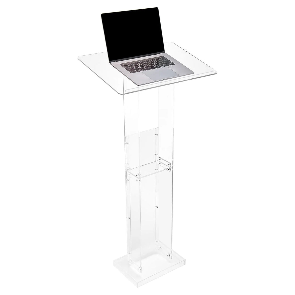 VEVOR Acrylic Lectern Podium, 126.5 cm, Portable, with Wide Reading Surface, Storage Shelf and Book Holder