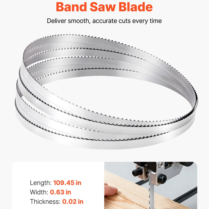 VEVOR lentzāģa asmens 2780 mm, 4 TPI, no SK5 augstas izturības oglekļa tērauda ar rūdītiem 18 HRC asiem zobiem, 16 mm platums, rezerves asmens kokapstrādes lentzāģiem, 1 gab.