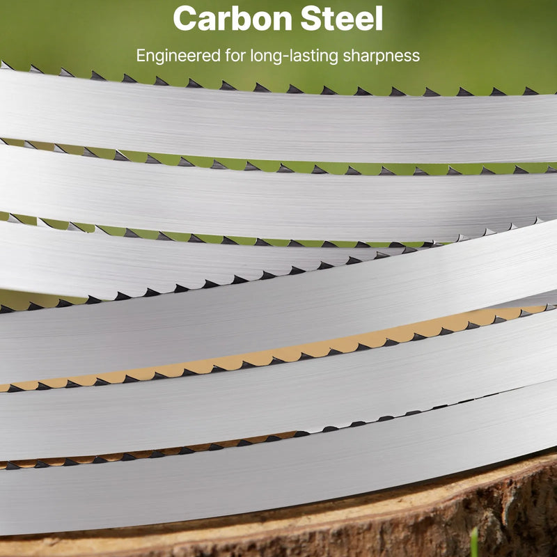 VEVOR lentzāģa asmens 3810 mm, 4 TPI, no SK5 augstas izturības oglekļa tērauda ar rūdītiem 18 HRC asiem zobiem, 19 mm platums, rezerves asmens kokapstrādes lentzāģiem, 1 gab.