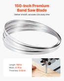 VEVOR lentzāģa asmens 3810 mm, 4 TPI, no SK5 augstas izturības oglekļa tērauda ar rūdītiem 18 HRC asiem zobiem, 19 mm platums, rezerves asmens kokapstrādes lentzāģiem, 1 gab.