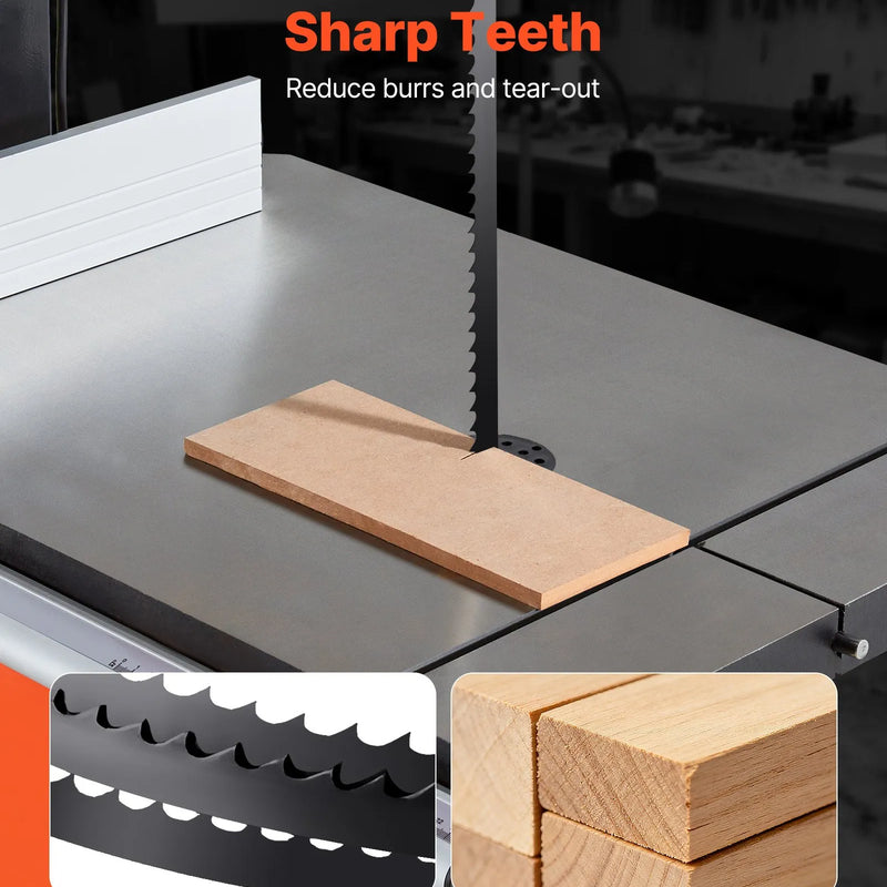 VEVOR lentzāģa asmens 1511 mm, 6 TPI, no SK5 augstas izturības oglekļa tērauda ar rūdītiem 15 HRC asiem zobiem, 6,35 mm platums, rezerves asmens kokapstrādes lentzāģiem, 1 gab.