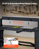 VEVOR pedāļa lokšņu metāla šķēres, griešanas platums 1320 mm, manuālas grīdas šķēres ar masīva tērauda rāmi, regulējama asmeņu atstarpe, materiāla atdures, kājas pedāļa vadība tērauda, vara, armatūras un alumīnija griešanai