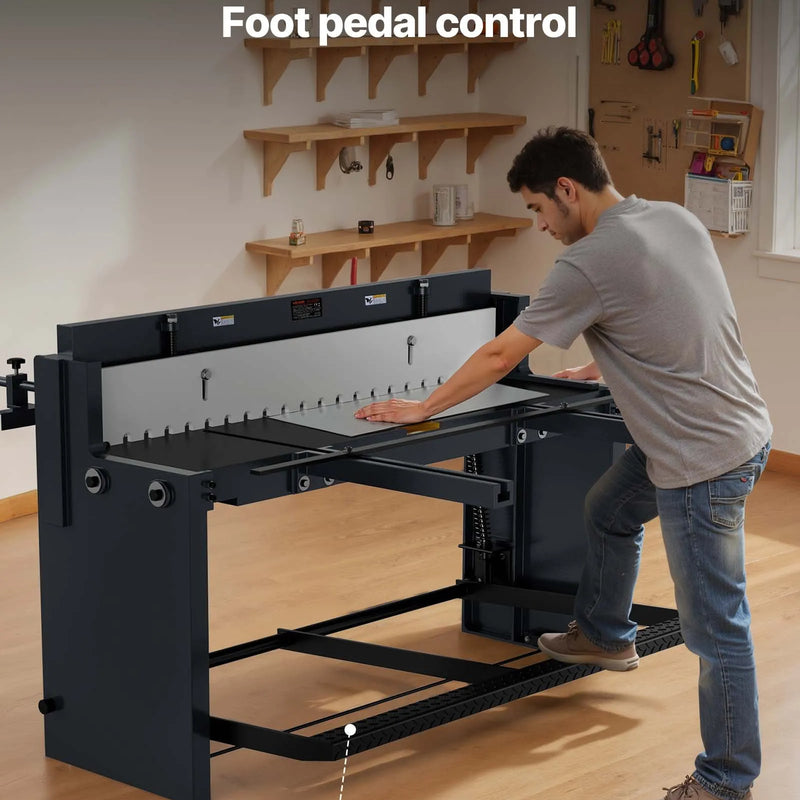 VEVOR pedāļa lokšņu metāla šķēres, griešanas platums 1320 mm, manuālas grīdas šķēres ar masīva tērauda rāmi, regulējama asmeņu atstarpe, materiāla atdures, kājas pedāļa vadība tērauda, vara, armatūras un alumīnija griešanai