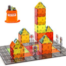 VEVOR magnētisko flīžu komplekts, 56 gab., ceļu un pilsētas būves magnētiskie kluči bērniem; STEM sensorā izglītojošā rotaļlieta ar uzglabāšanas somu bērniem no 3 gadu vecuma