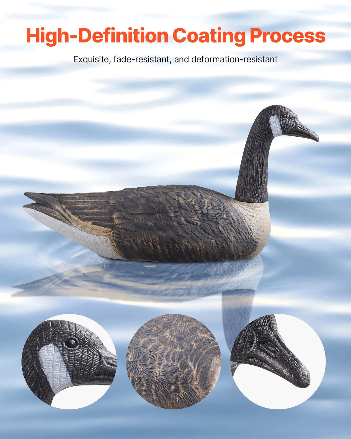 Canada Goose Decoys for Outdoor Use, 6 Pieces, Durable Plastic Swimming Decoys with Highly Realistic Colouring, Suitable for Waterfowl Hunting, Ponds, Lakes or Garden Decoration, Lightweight and Easy to Use
