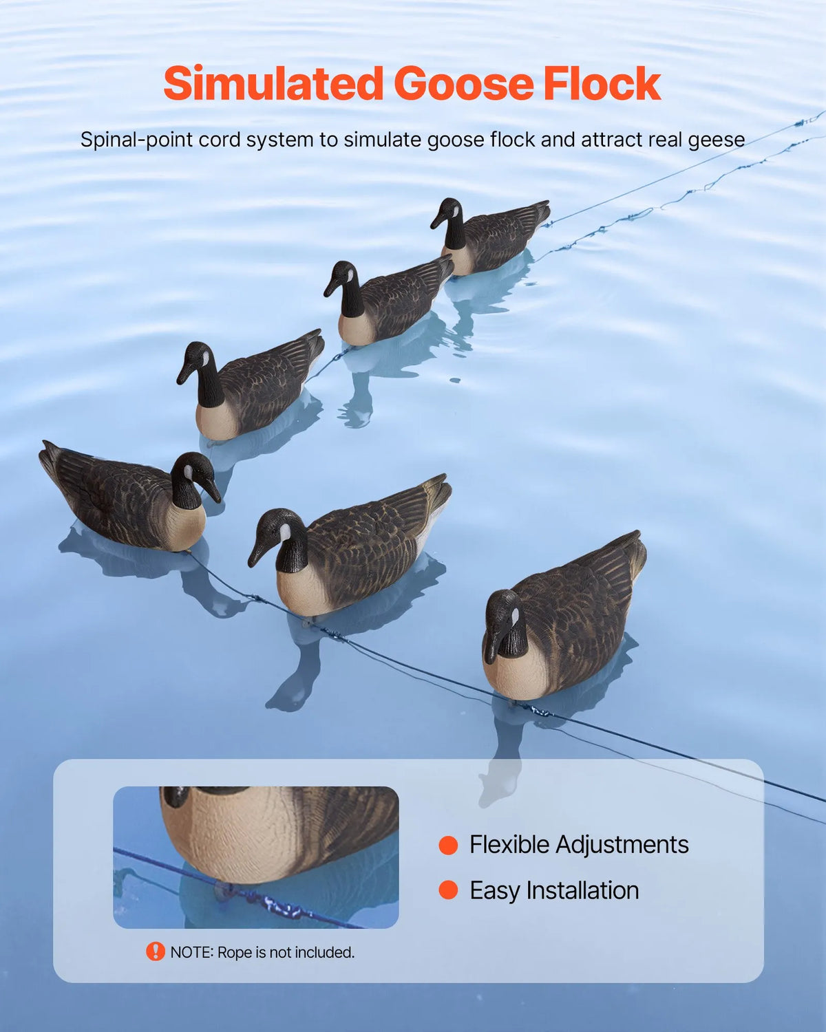 Canada Goose Decoys for Outdoor Use, 6 Pieces, Durable Plastic Swimming Decoys with Highly Realistic Colouring, Suitable for Waterfowl Hunting, Ponds, Lakes or Garden Decoration, Lightweight and Easy to Use