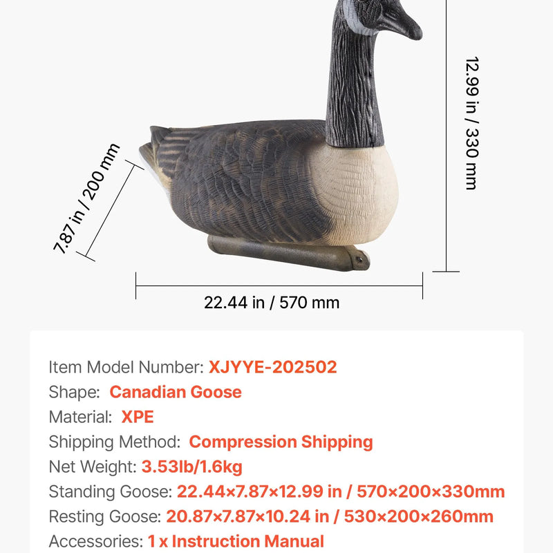 Kanādas zosu mānekļi āra lietošanai, 6 gab., izturīgi plastmasas peldmānekļi ar īpaši reālistisku krāsojumu, piemēroti ūdensputnu medībām, dīķiem, ezeriem vai dārza dekorēšanai, viegli pārnēsājami un lietojami