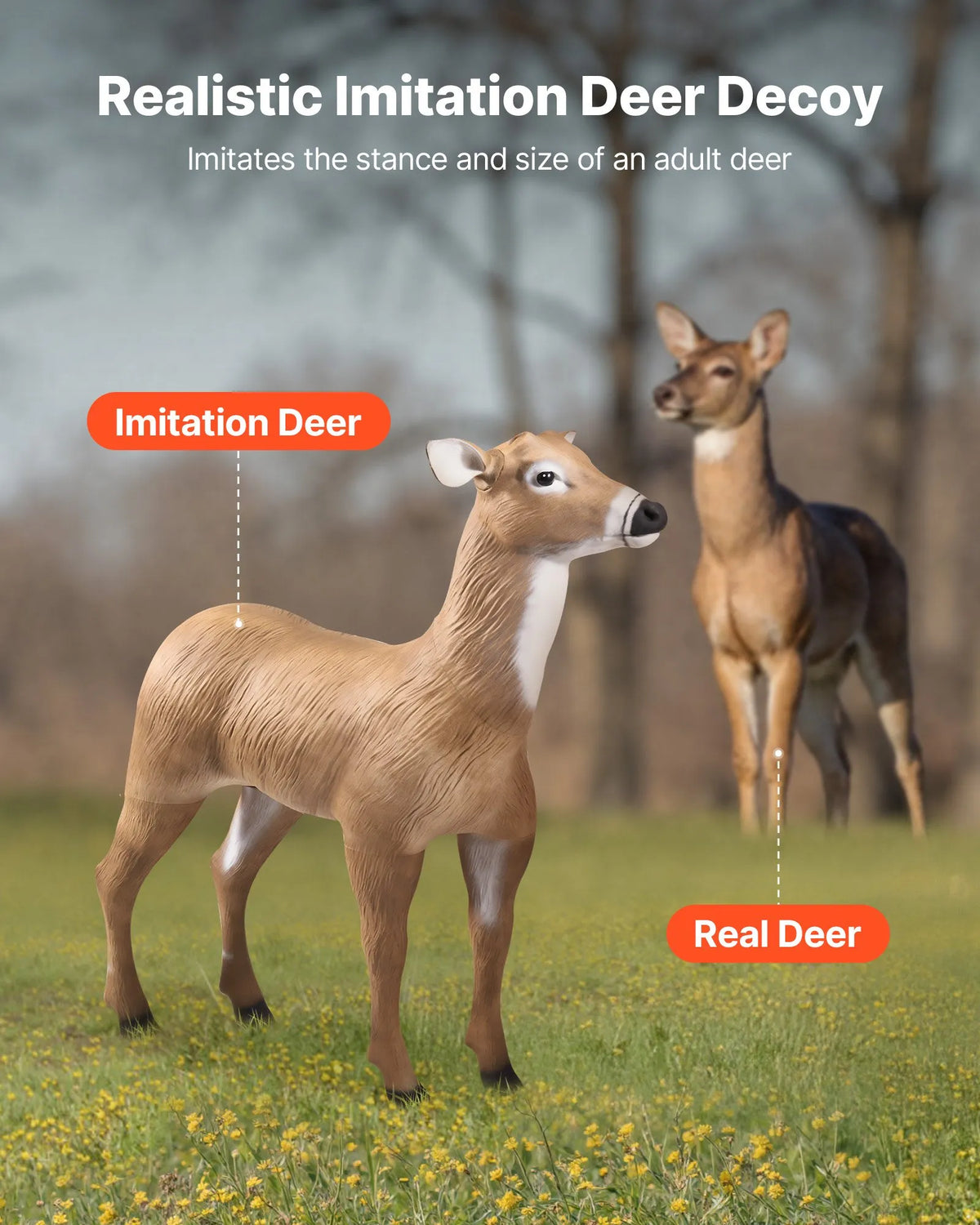Deer Decoy for Hunting, Durable HDPE Deer Decoy with Foldable Legs, Realistic Design, Easy to Carry and Set Up, Suitable for Garden and Yard Decoration (1 pc)