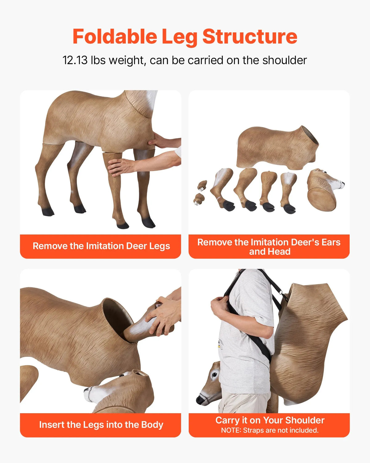 Deer Decoy for Hunting, Durable HDPE Deer Decoy with Foldable Legs, Realistic Design, Easy to Carry and Set Up, Suitable for Garden and Yard Decoration (1 pc)