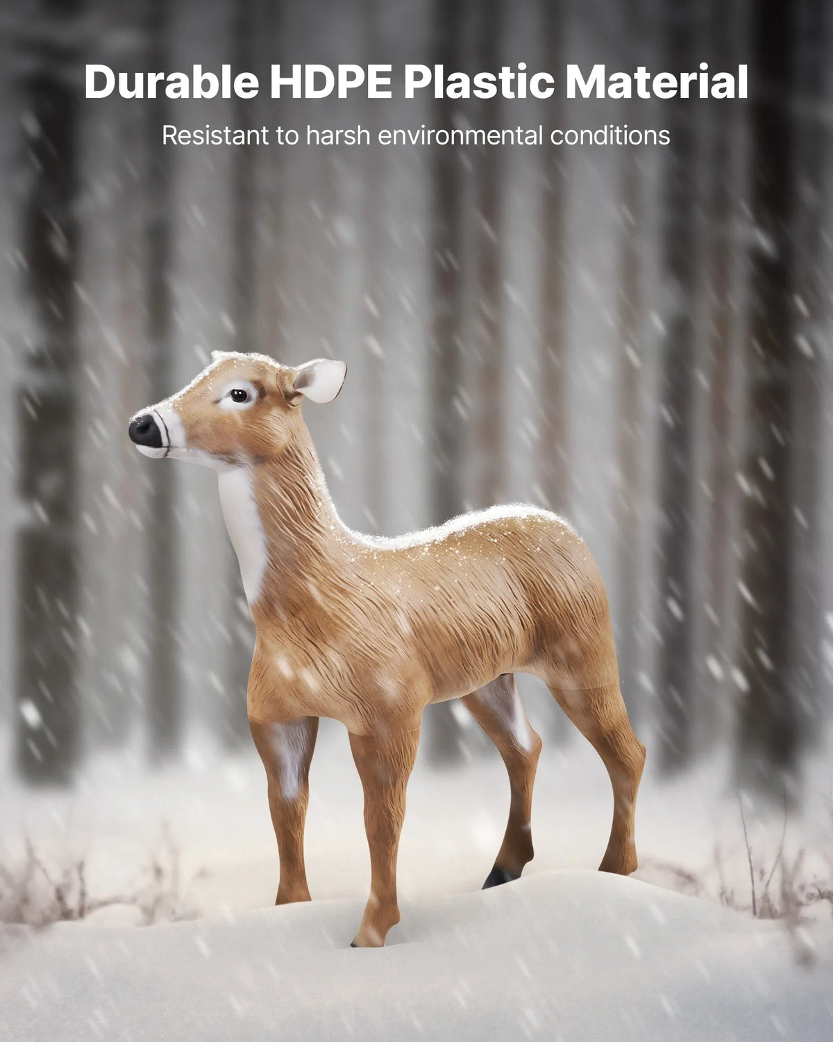 Deer Decoy for Hunting, Durable HDPE Deer Decoy with Foldable Legs, Realistic Design, Easy to Carry and Set Up, Suitable for Garden and Yard Decoration (1 pc)