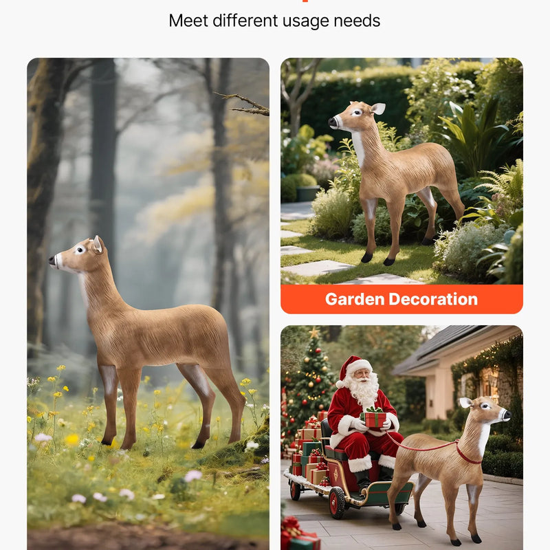 Brieža māneklis medībām, izturīgs HDPE briedes makets ar salokāmām kājām, reālistisks dizains, viegli pārnēsājams un uzstādāms, piemērots dārza un pagalma dekorēšanai (1 gab.)