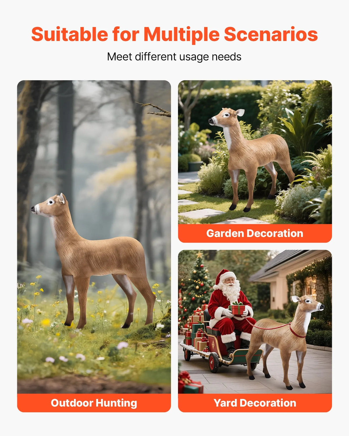 Deer Decoy for Hunting, Durable HDPE Deer Decoy with Foldable Legs, Realistic Design, Easy to Carry and Set Up, Suitable for Garden and Yard Decoration (1 pc)