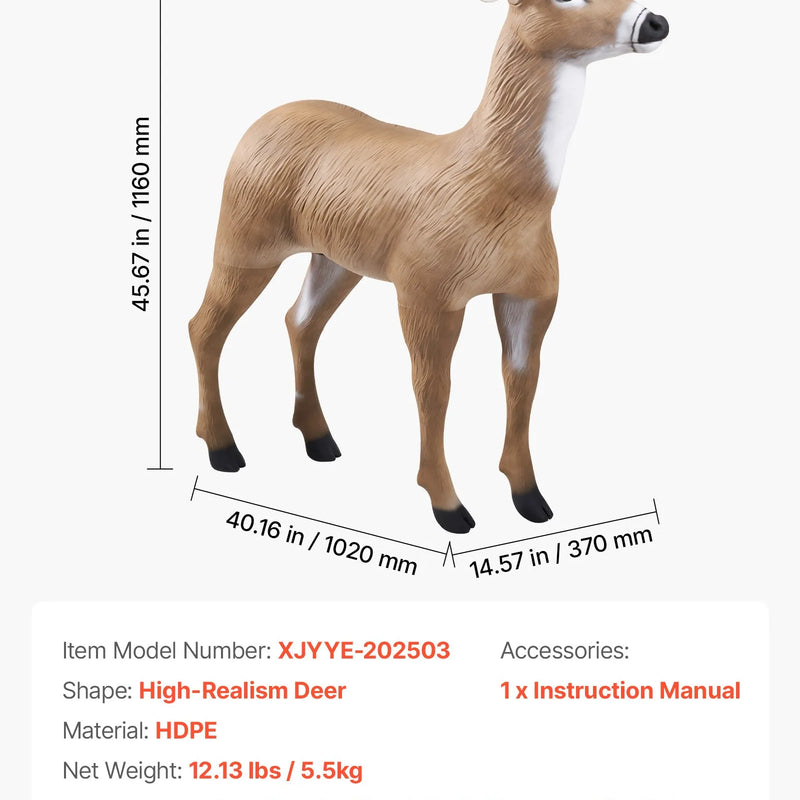 Brieža māneklis medībām, izturīgs HDPE briedes makets ar salokāmām kājām, reālistisks dizains, viegli pārnēsājams un uzstādāms, piemērots dārza un pagalma dekorēšanai (1 gab.)