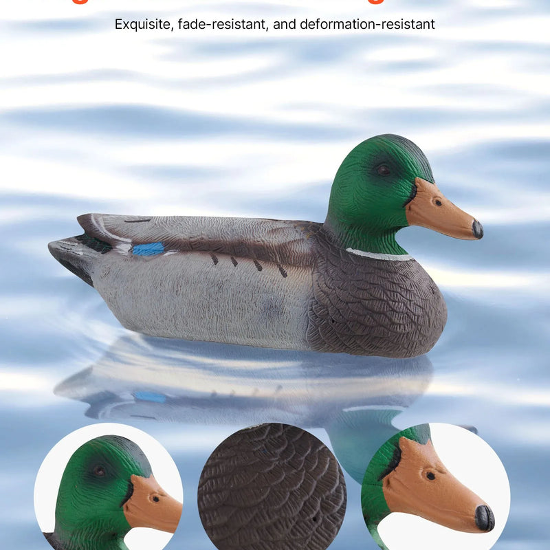 Pīļu mānekļi, reālistiski peldoši medību mānekļi ar svaru līdzsvarotu peldspēju, plastmasas pīļu imitācija medībām, piemēroti dīķiem, ezeriem un dārza dekorēšanai, viegli pārnēsājami (6 gab.)