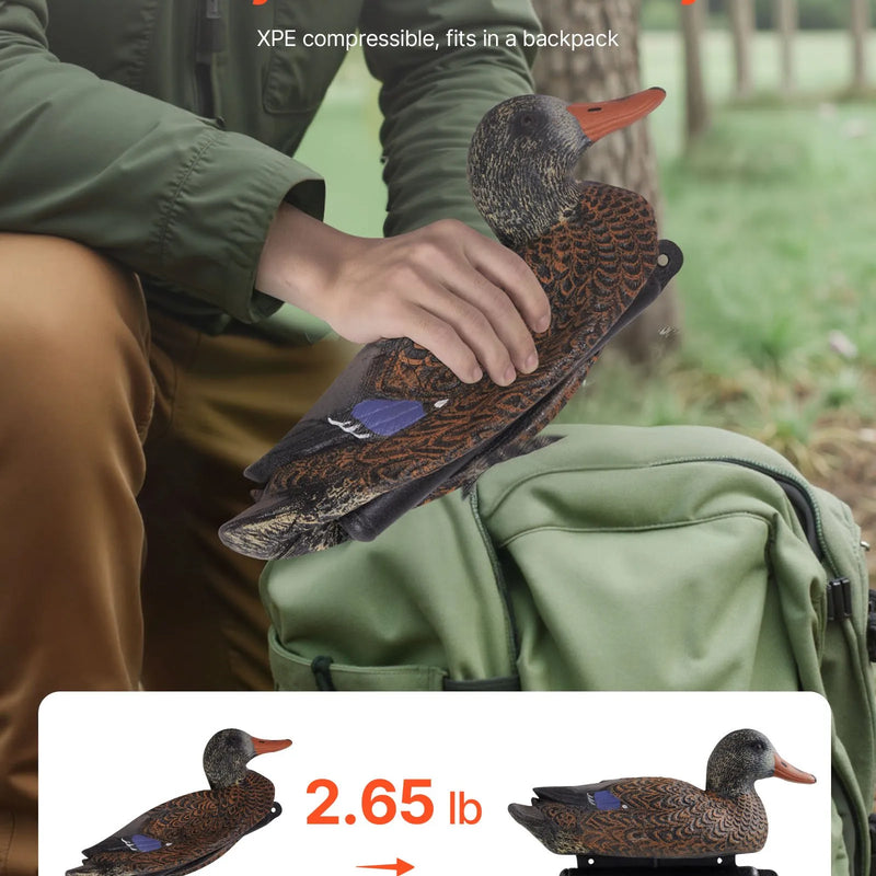 Pīļu mānekļi, reālistiski peldoši medību mānekļi ar svaru līdzsvarotu peldspēju, plastmasas pīļu imitācija medībām, piemēroti dīķiem, ezeriem un dārza dekorēšanai, viegli pārnēsājami (6 gab.)